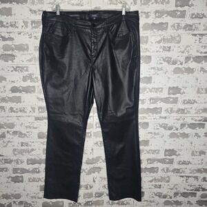 NYDJ Jeans Womens 20W Plus Size Black Coated Marilyn Straight Leg Jeans Lifttuck